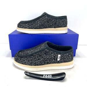 P448 Bubble Shaka Women Black Indoor/Outdoor Slipper Size 8 Textile/Faux Fur New